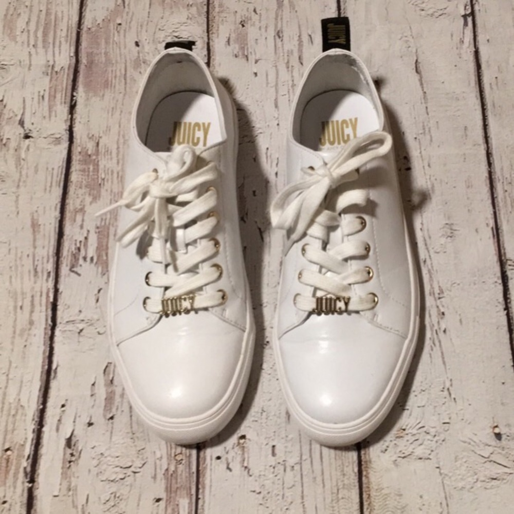Juicy Couture White w/ Gold Accent Laceup Sneakers